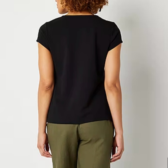 Liz Claiborne Texture Tee Womens Round Neck Short Sleeve Blouse XL - Picture 3 of 5